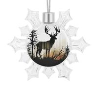 Christmas Snowflake Deer Silhouette Ornament Shatterproof Plastic Hanging Pendant Glitter 3D Snow Flake Decorations for Xmas Party Wedding Anniversary Indoor Outdoor Home Decor