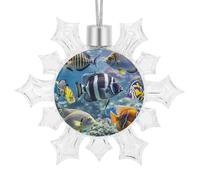 Christmas Snowflake Different Fish Ornament Shatterproof Plastic Hanging Pendant Glitter 3D Snow Flake Decorations for Xmas Party Wedding Anniversary Indoor Outdoor Home Decor