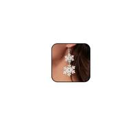 Christmas Snowflake Earring for Women Acrylic Double-Layer Snowflake Drop Dangle Earrings Winter Earrings Xmas Earring Christmas Holiday Jewelry Stocking Stuffers New Years Gift, L, Acrylic, No