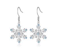 Christmas Snowflake Earrings Drop Earrings for Women Shiny Rhinestone Silver Snowflake Earrings Winter Dangle Drop Earrings Fashion Christmas Jewelry Gift Winter Holiday Accessory, L, Copper, No