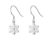 Christmas Snowflake Earrings for Women Sparkling Snowflake Dangle Earrings Winter Snow Drop Earrings Red Crystal Snowflake Earrings Cute Xmas Winter Holiday Jewelry, Medium, Alloy Steel, No Gemstone