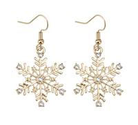 Christmas Snowflake Earrings, Shiny Snow Flake Dangle Earrings for Women Mum Christmas Birthday Party Fashion Winter Xmas Jewelry (Gold)