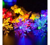 Christmas Snowflake Fairy String Lights, Waterproof Indoor/Outdoor Battery Operated USB Multicolours LED Lights, Decoration Fairy String Lights for Bedroom Xmas Garden Party Wedding (6 Meter)