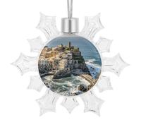 Christmas Snowflake Fishing Village Ornament Shatterproof Plastic Hanging Pendant Glitter 3D Snow Flake Decorations for Xmas Party Wedding Anniversary Indoor Outdoor Home Decor