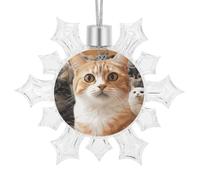 Christmas Snowflake Funny Pet Cat Ornament Shatterproof Plastic Hanging Pendant Glitter 3D Snow Flake Decorations for Xmas Party Wedding Anniversary Indoor Outdoor Home Decor