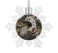 Christmas Snowflake Funny Zebra Ornament Shatterproof Plastic Hanging Pendant Glitter 3D Snow Flake Decorations for Xmas Party Wedding Anniversary Indoor Outdoor Home Decor