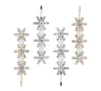 Christmas Snowflake Hair Clip Rhinestone Hair Pin 4pcs Alloy | Elegant Chic Metal Design, Grips Hair Well, Not Easy to Fall, for Honeymoons and Celebrations