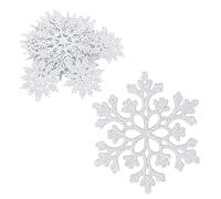 Christmas Snowflake Hanging Decorations, 36 Pack 3D Plastic Glitter Snowflakes Ornaments for Christmas Tree Party Decoration Xmas Home Decor (White)