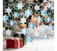 Christmas Snowflake Hanging Swirls Decorations, 20pcs Blue and Silver Hanging Snowflake Decoration Swirls Ceiling Streamers for Xmas New Year Party Decorations Supplies Christmas Decorations