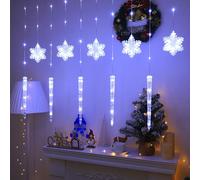 Christmas Snowflake Lights Outdoor, 6ft LED Snowflake Icicle Lights with 8 Flashing Modes&Remote Control, Waterproof USB Christmas Light for Indoor, Eaves, Window, Xmas Party Decoration (White)