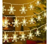 Christmas Snowflake Lights, Snowflake Fairy String Lighting, 6M 40 LED Battery Powered Light String, 2 Modes Warm White, Indoor Outdoor Christmas Tree Decor for Bedroom, Party, Wedding, Holiday