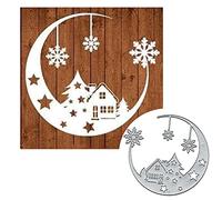 Christmas Snowflake Moon Die Cuts,Merry Christmas Tree House Snowflower Metal Cutting Dies Cut Stencils Template Mould DIY Invitation Card Scrapbook Embossing Craft Card Making