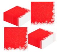 Christmas Snowflake Napkins, 40Pcs Red and White Winter Wonderland Snowflakes Napkins Disposable Luncheon Dinner Hand Napkin Towel for for Xmas Winter Holiday New Year Birthday Party Decorations