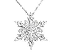 Christmas Snowflake Necklace for Women Silver Blue Rhinestone Snowflake Pendant Charm Necklace Winter Crystal Snow Flake Necklaces Dainty Fashion Christmas Party Outfits Festival Holiday Jewelry, L