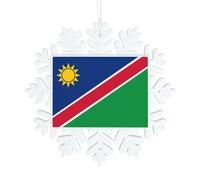 Christmas Snowflake Ornament, Flag of Namibia Xmas Tree Hanging Trinket, Winter Holiday Keepsake Gift, Home Party Decor