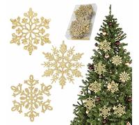 Christmas Snowflake Ornaments | Sparkly Snowflakes For Christmas Tree - Sparkly Snowflakes To From Ceiling, Gold/Silver/Red Winter Decor