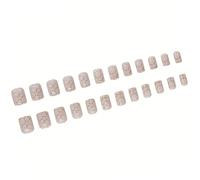 Christmas Snowflake Print False Nails Set Short Square Shape Press On Fashion Art For Easy Wear And Removal Women's Nail Accessories