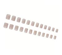 Christmas Snowflake Print False Nails Set Short Square Shape Press On Nails Fashion Nails Art For Easy Wear And Removal Manicure Tools