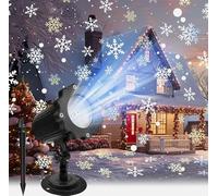 Christmas Snowflake Projector LED Light, Moving Snowfall Laser Light Outdoor & Indoor, Waterproof Landscape Lamp with 5m Power Cord & Adjustable Angle Xmas