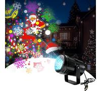 Christmas Snowflake Projector Lights Indoor, LED Snowflake Projector Light USB Powered Lamp 16 Patterns for Living Room New Year EVE Holiday Party Christmas Decoration Indoor (Black)