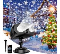 Christmas Snowflake Projector Lights，Moving Rotating Snowstorm with Remote Timer, Indoor Outdoor Waterproof for Halloween & Garden Decoration [Energy Class G]