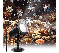 Christmas Snowflake Projector Lights with Outdoor Ground Stakes, IP65 Waterproof Decorative Snowfall LED Lighting Wall Mounted & Floor Mount Garden Patio Indoor Holiday Projector Lamp for Xmas