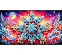 Christmas-snowflake Puzzle Game 1000 Pieces Educational Game Challenge Recycled Paper Challenging Puzzles for Relaxation, Creativity & Gift Giving 70x50/1000pcs