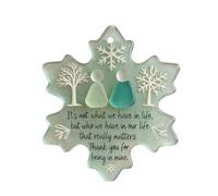 Christmas Snowflake-Shaped Sea Glass Thank You Keepsake, 2025 Snowflake Sea Glass Friendship Ornaments, Winter Christmas Hanging Decorations Indoor, Xmas Gift for Best Friends (1)