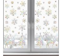 Christmas Snowflake static Cling Window decorations, 12 pieces per set, 4 pieces per item, reusable without glue, winter holiday home store glass ornaments