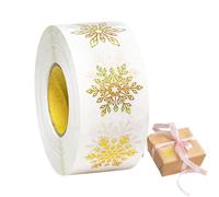 Christmas Snowflake Stickers - 500 Pieces Round Self-Adhesive Transparent Labels | Winter Holiday Party Label Decal | for Journals, Greeting Cards, Crafts, Boxes, Gift Tag