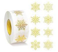 Christmas Snowflake Stickers - 500 Pieces Round Self-Adhesive Transparent Winter Holiday Label Decals, Clear Snowflake Circle Stickers for Journal Greeting Cards Crafts Gift Boxes Tags Party Decor