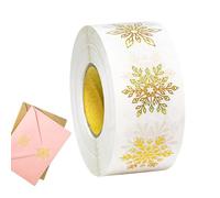 Christmas Snowflake Stickers - 500pcs Round Clear Holiday Labels, Winter Snowflake Stickers Self Adhesive for Newspapers, Greeting Cards, Gift Boxes, Tag