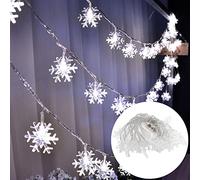 Christmas Snowflake String Lights,Battery Operated String Lights,Outdoor Waterproof Snowflake Fairy Light,Christmas Decoration Lights Suit for Bedroom, Birthday,Garden,Xmas Party,Wedding (White, 3)