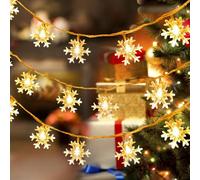 Christmas Snowflake String Lights, Fairy Lights, Xmas Snowflake Lights, 2 Lighting Modes, 20ft 40 LED Battery Powered String Lights (Not Include) for Xmas Garden Wedding Party Decor[Energy Class A]