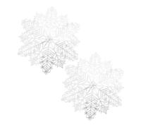Christmas Snowflake Table Mats 2pcs, PVC Protective Mat for Holiday Dining | White Silver Hollow-out Design, Reusable Festive Placemats, 38cm Set for Plates and Tablecloth