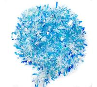 Christmas Snowflake Tinsel Garland, 32.8ft Iridescent Shinny Metallic Tinsel Twist Garland for Christmas Tree Stairs Fireplace Ceiling Hanging Decoration Wedding Birthday Party Supplies (Blue)