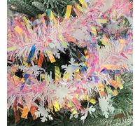 Christmas Snowflake Tinsel Garland, 32.8ft Iridescent Shinny Metallic Tinsel Twist Garland for Christmas Tree Stairs Fireplace Ceiling Hanging Decoration Wedding Birthday Party Supplies (Pink)