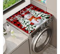 Christmas Snowflake Washer Dryer Top Protection Mat Cover Dish Drying Pad For Kitchen Counter Silicone Washer Top Cover Drainer Mat Refrigerator Microwave Oven Top Rubber Mat (Color 1,50 x50 cm)