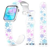 Christmas Snowflake Watch Band for Apple Watch 38mm 40mm 41mm 42mm 44mm 45mm 46mm 49mm, iWatch Series Ultra/11/10/9/8/7/6/5/4/3/2/1/SE, Silicone Xmas Festive Holiday Winter Snowman Gnome Wristband