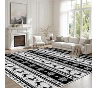 Christmas Snowflakes, Animal Deer Hallway Runner Non Slip Runner Rugs 120x170cm Washable Rug Geometric Stripes Black And White Carpet Floor Mats and Rugs for Living Room Entryways Bedroom Kitchen