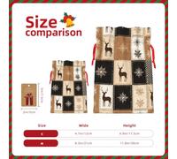 Christmas Snowflakes, Elk Christmas Gift Bags With Drawstring, Reusable Gift Wrapping Bags For Xmas Holiday S Red Christmas Ribbon