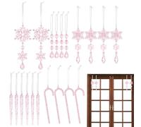 Christmas Snowflakes Icicle Ornaments - Pack of 20 Clear Decorative Festive Snowflakes Drop Pendants | Christmas Tree Icicle Pendant for New Year Wedding Birthday Window