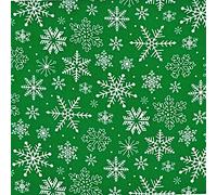 Christmas Snowflakes Poly-Cotton Fabric by The Metre for Sewing Decorations Patchwork Embroidery Fat-Quarters Material W112CM - (Green, 1 Metre)
