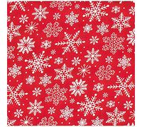 Christmas Snowflakes Poly-Cotton Fabric by The Metre for Sewing Decorations Patchwork Embroidery Fat-Quarters Material W112CM - (Red, 1 Metre)