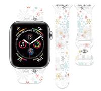 Christmas Snowflakes Strap Compatible with Apple Watch Band 38mm 40mm 41mm 42mm 44mm 45mm 46mm 49mm Men Women,Soft Silicone Sport Wristbands for iWatch Ultra Series 10 9 8 7 6 5 4 3 2 1 SE