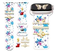Christmas Snowflakes Watch Band Charms with bands Compatible with Apple Watch for Women Holiday 42mm 44mm 45mm 46mm 49mm iphone iWatch Series Ultra 10 9 8 7 SE 6 5 4 3 2 Replacement Strap