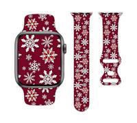 Christmas Snowflakes Watch Bands Compatible with Apple Watch for Woman Men 38mm 40mm 41mm 42mm 44mm 45mm 46mm 49mm Replacement Silicone Sport Strap for iWatch Series 11 10 9 8 7 6 5 4 Ultra 3 2 1 SE