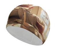 Christmas Snowflakes Winter Sunlight Fabric Swim Cap for Women Men Waterproof Swimming Caps Hat Long Hair