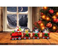 Christmas Snowglobe Train Set of 3pcs Gift Box Train Carriages & Engine Hand Painted Snowman Santa Reindeer Penguine Shatchi Multi One Size
