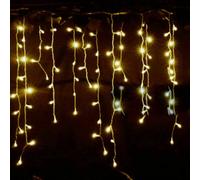 Christmas Snowing Effect Icicle Lights 200 LED Battery Operated Fairy String Light Window Curtain Hanging Indoor Outdoor 8 Modes Holiday Lighting Home Festive Xmas Decorations 3.9M (Warm White)